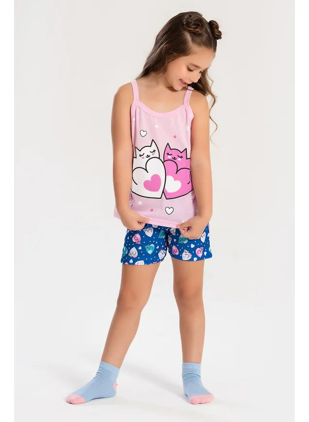 Pijama Infantil Gatinha Coração