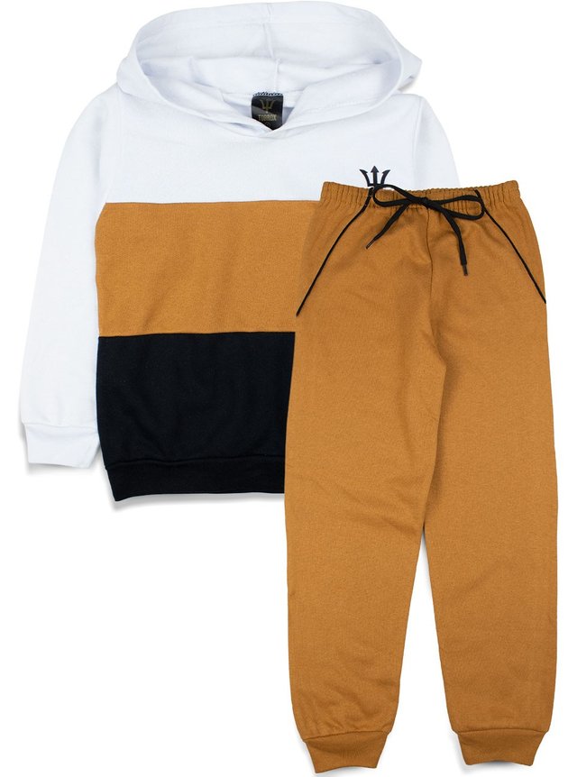 Conjunto Infantil Masculino Moletom com Capuz Torrox Branco 0054