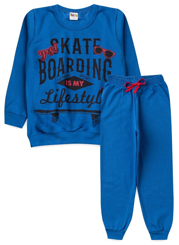 Conjunto Infantil Masculino Moletom Skate Boarding Royal 1779 - Labelli