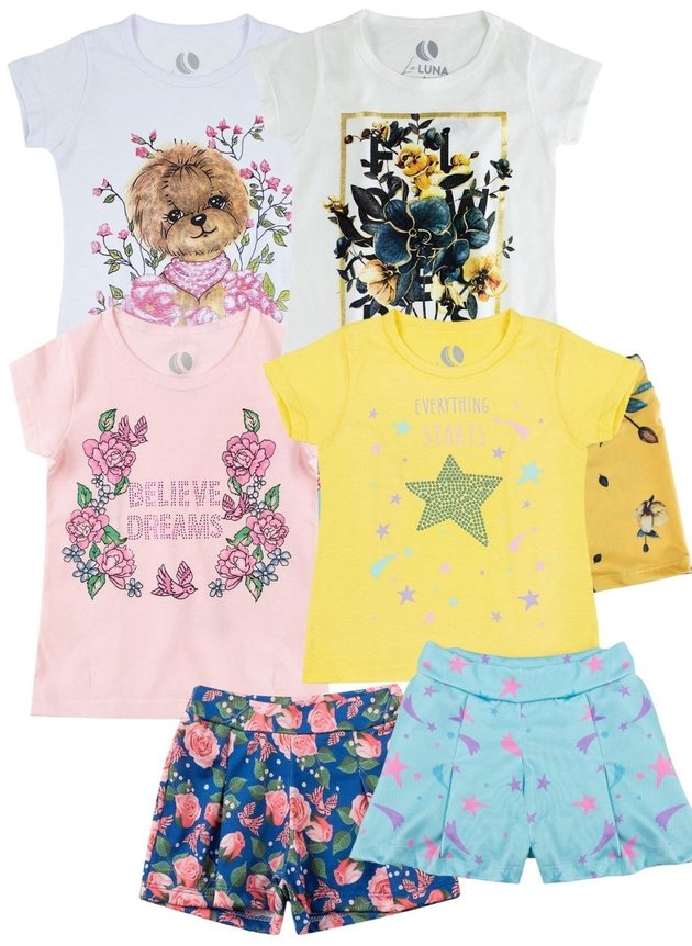 Kit 4 Conjunto Infantil Feminino Lupilu Believe Dreams