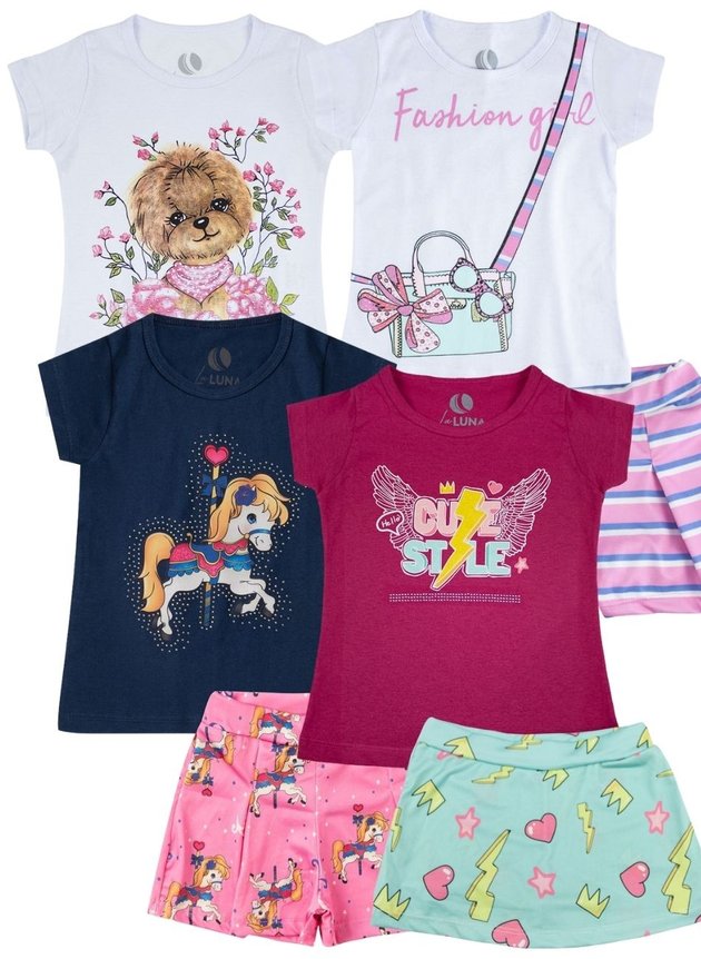 Kit 4 Conjunto Infantil Feminino  Cute Style