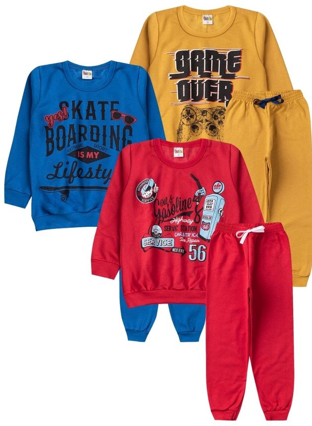 Kit 3 Conjunto Infantil Masculino Labelli Game Over