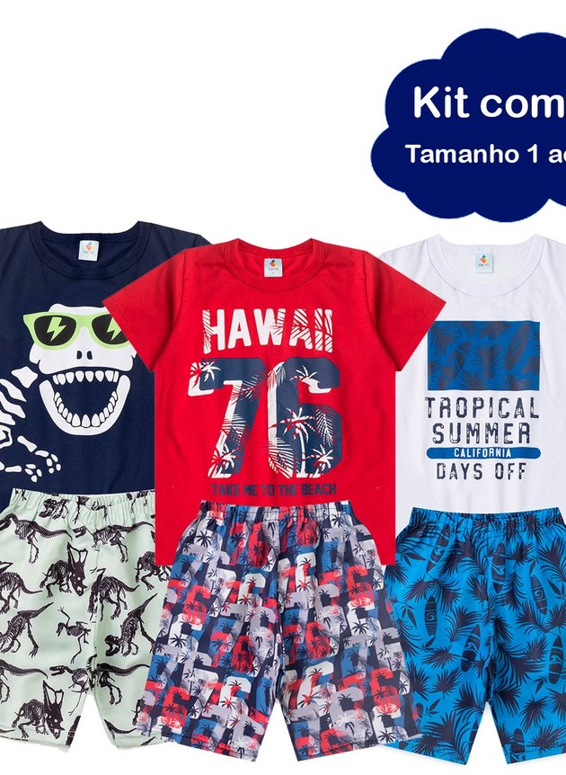 Kit 3 Conjunto Infantil Menino Masculino Atacado Verão