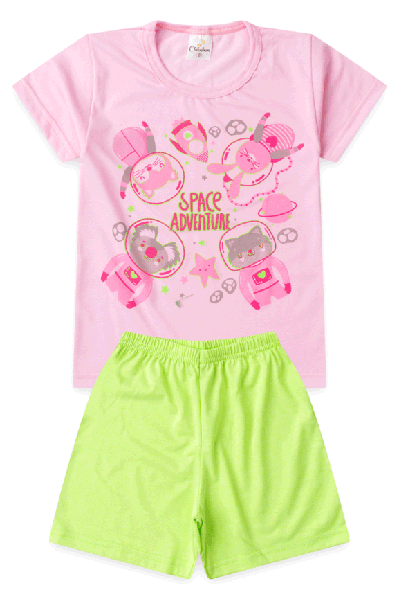 Pijama Verão Menina Space Adventure