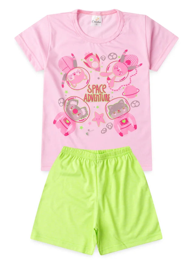 Pijama Verão Menina Space Adventure