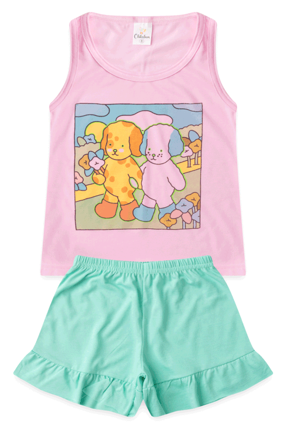 Pijama Verão Menina Bebê Urso