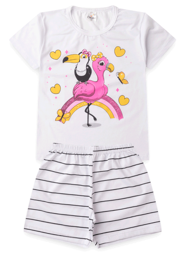 Pijama Infantil Tucano e Flamingo