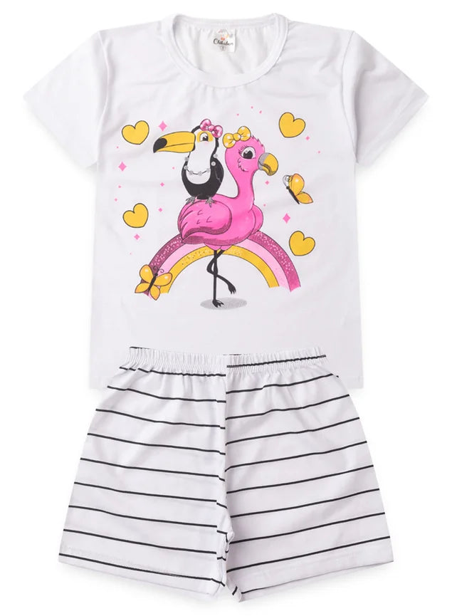 Pijama Infantil Tucano e Flamingo
