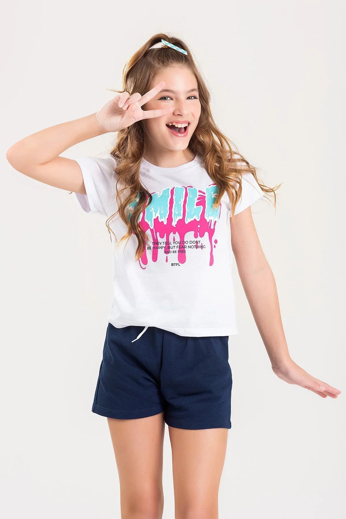 Conjunto Juvenil Verão Feminino Smile Branco